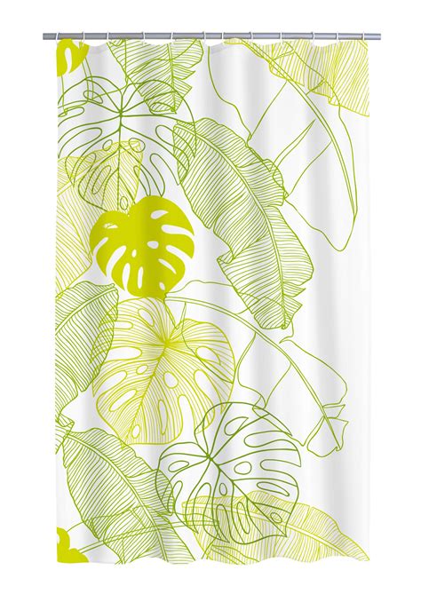 duschvorhang tropical|Duschvorhang Textil Tropical grün 180x200 cm